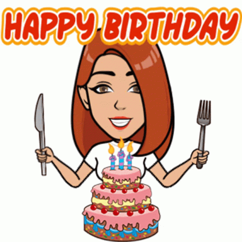 Happy Birthday Cake Hungry Girl GIF
