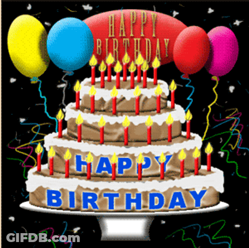 Happy Birthday Cake Party Balloons GIF