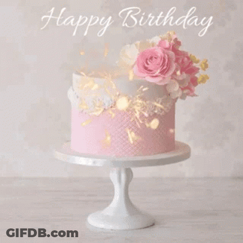 Happy Birthday Cake Pink Aesthetic GIF