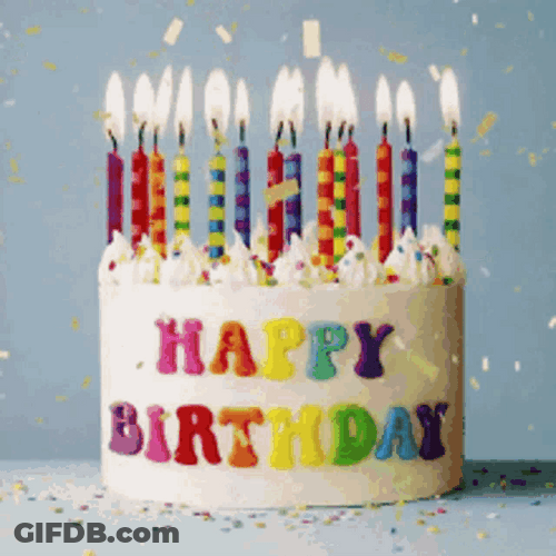 Happy Birthday Cake Rainbow Balloons GIF