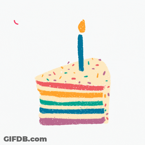 Happy Birthday Cake Rainbow Slice Candle GIF