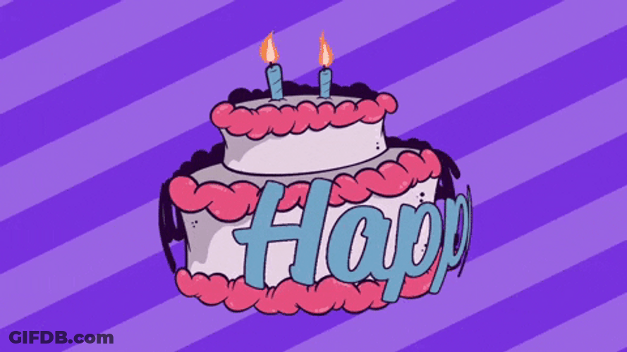 Happy Birthday Cake Spin Retro Art GIF
