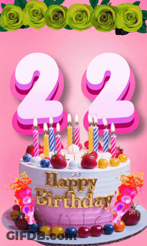 Happy Birthday Cake With 22 GIF