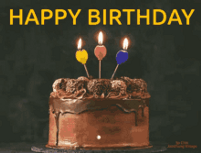 Happy Birthday Candles On Chocolate Cake Greeting GIF