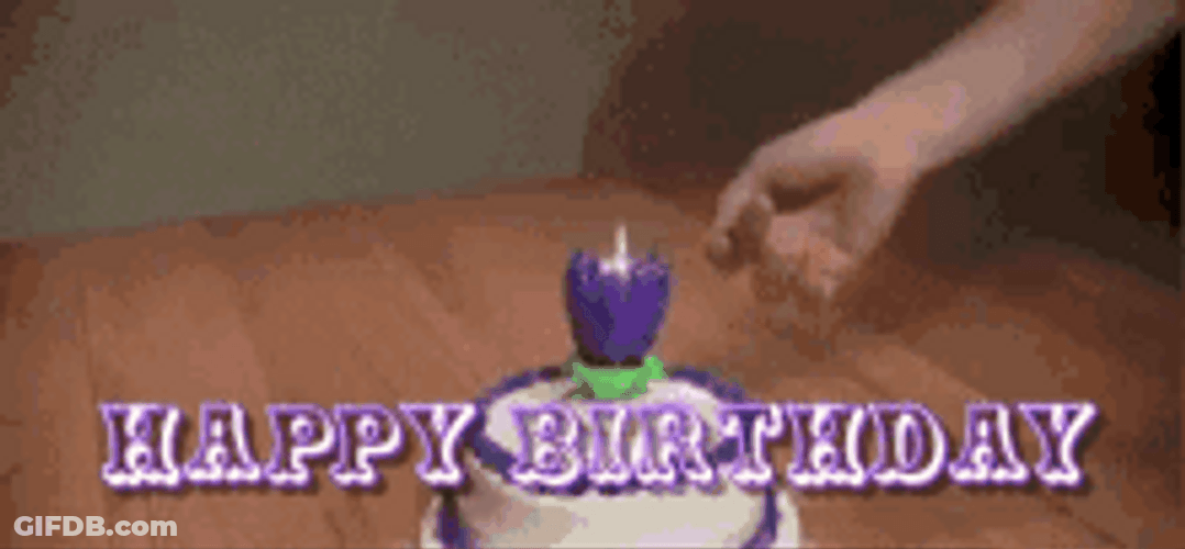 Happy Birthday Candles Purple Flower Formation GIF
