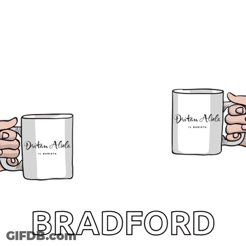 Happy Birthday Card For Bradford With Two Coffee Cups GIF