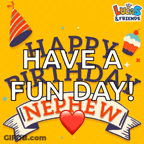 Happy Birthday Card For Nephew With Heart GIF