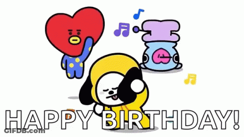 Happy Birthday Card Heart Dog Cup GIF