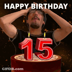 Happy Birthday Card Red Hearts Black Background GIF