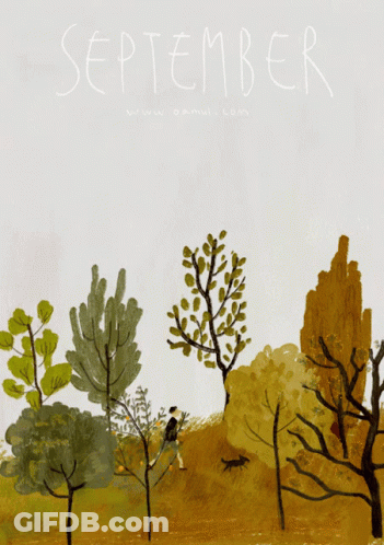 Happy Birthday Card With Autumn Leaves Falling GIF