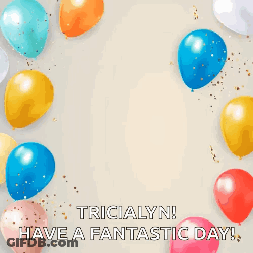 Happy Birthday Card With Balloons And Confetti GIF