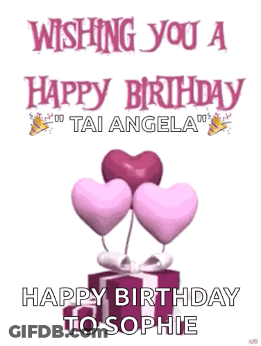 Happy Birthday Card With Balloons And Gift GIF
