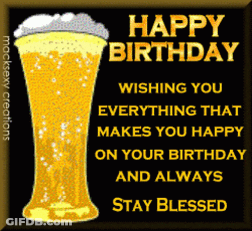 Happy Birthday Card With Beer GIF
