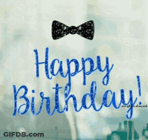 Happy Birthday Card With Bow Tie GIF