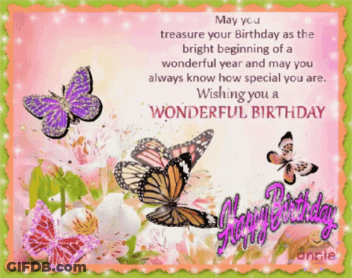 Happy Birthday Card With Butterflies GIF