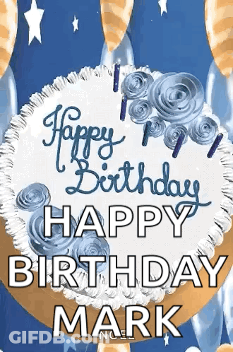 Happy Birthday Card With Cake And Balloons GIF