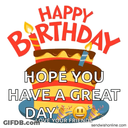 Happy Birthday Card With Cake And Candles GIF
