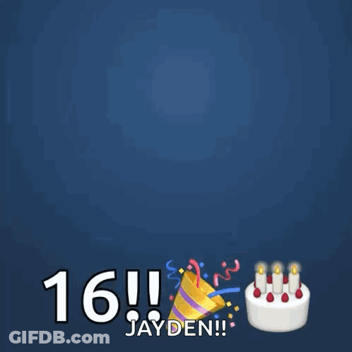 Happy Birthday Card With Cake And Party Hat GIF