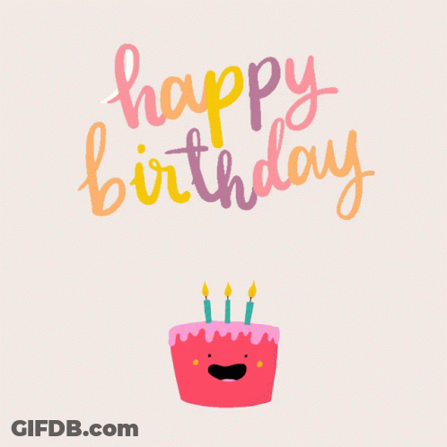 Happy Birthday Card With Cake Face GIF