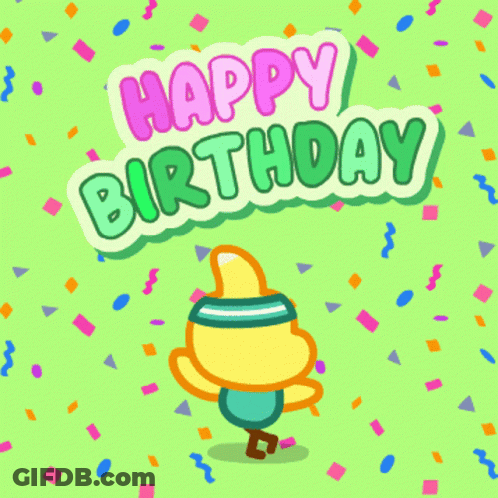 Happy Birthday Card With Cartoon Character GIF