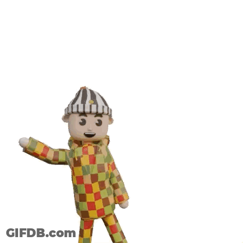 Happy Birthday Card With Clown In Striped Hat GIF