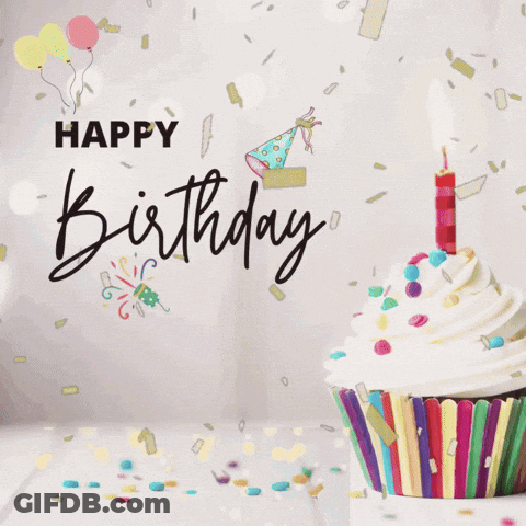 Happy Birthday Card With Cupcake GIF