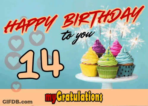 Happy Birthday Card With Cupcakes And Sparklers GIF