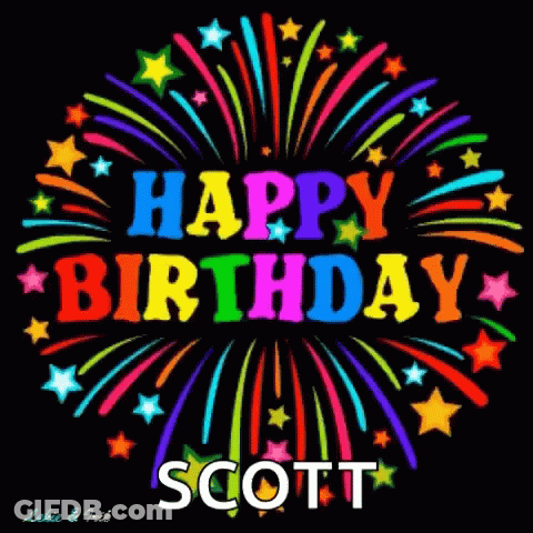 Happy Birthday Card With Fireworks And Stars GIF
