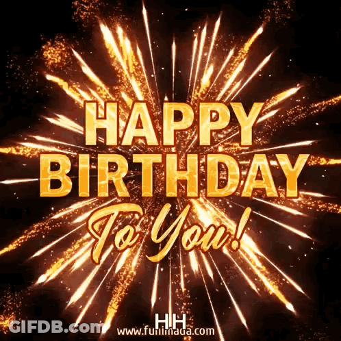 Happy Birthday Card With Fireworks GIF