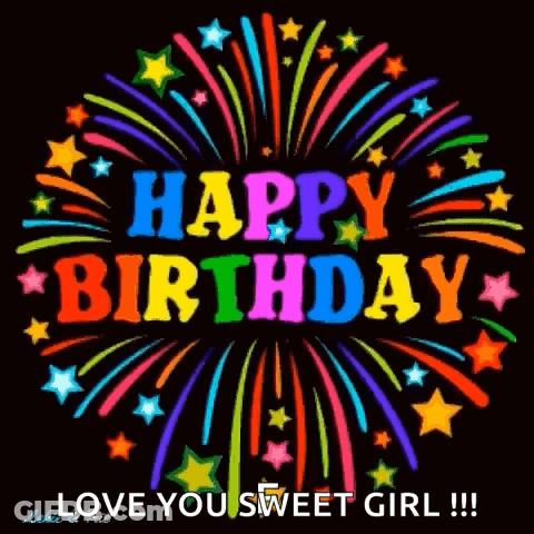 Happy Birthday Card With Fireworks GIF