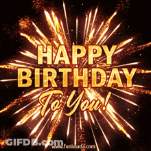 Happy Birthday Card With Fireworks GIF