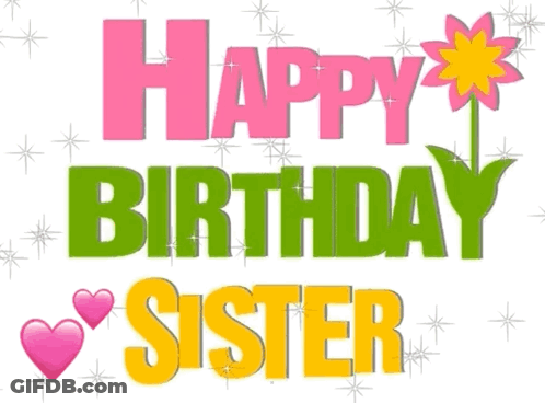 Happy Birthday Card With Flower And Hearts GIF