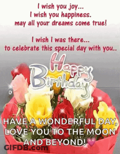 Happy Birthday Card With Flowers GIF