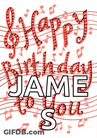 Happy Birthday Card With Music Notes And Treble Clef GIF