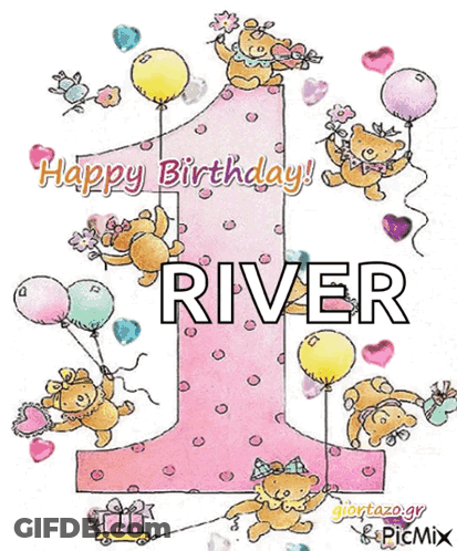 Happy Birthday Card With Name River GIF
