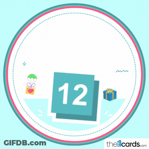 Happy Birthday Card With Number 12 GIF