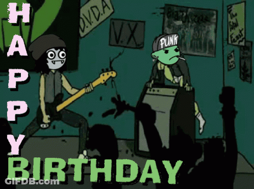 Happy Birthday Card With Punks GIF