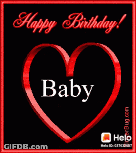 Happy Birthday Card With Red Heart GIF