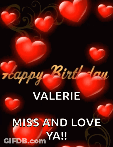 Happy Birthday Card With Red Hearts GIF