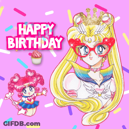 Happy Birthday Card With Sailor Moon GIF