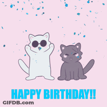 Happy Birthday Card With Two Cats GIF