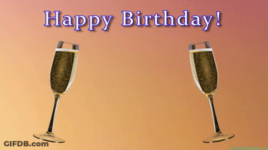Happy Birthday Champagne Glass Toast GIF