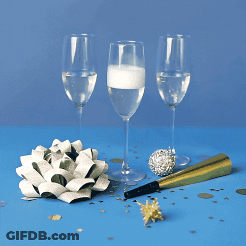 Happy Birthday Champagne Trio Glasses GIF