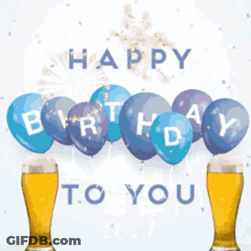 Happy Birthday Cheers Balloons Party Greeting GIF