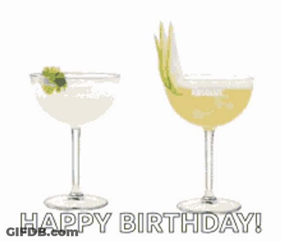 Happy Birthday Cheers Cocktail Drinks Stars GIF