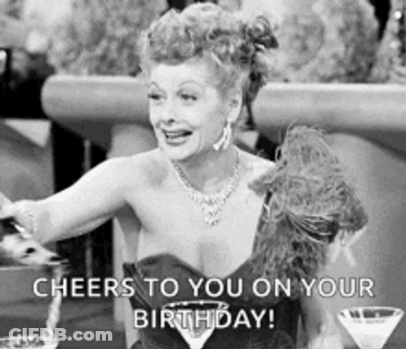 Happy Birthday Cheers Lucille Ball Pouring Wine GIF