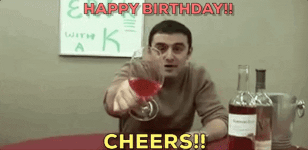 Happy Birthday Cheers Red Wine Greeting GIF