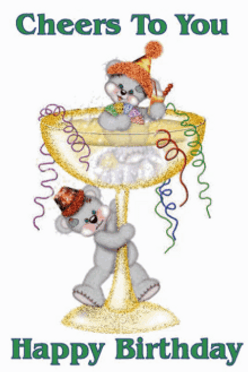 Happy Birthday Cheers To You Cute Bears Greeting GIF