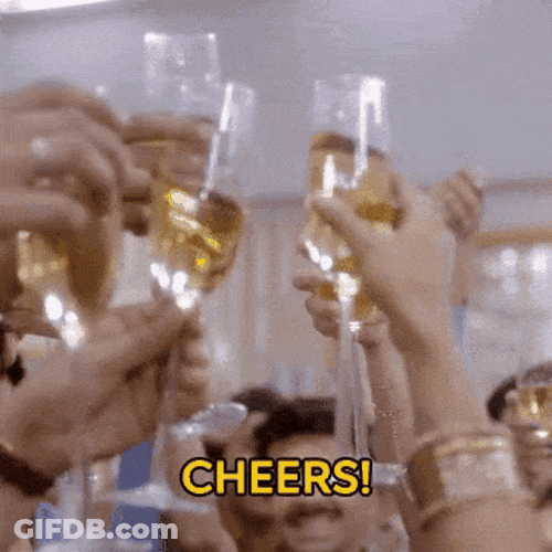 Happy Birthday Cheers Toast Wine Friends GIF