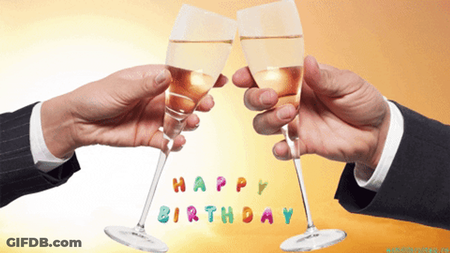 Happy Birthday Cheers Wine Glass Business Work GIF